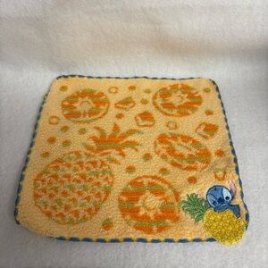 STITCH Small Hand Towel Orange Pineapple Disney Japan Fruit Print